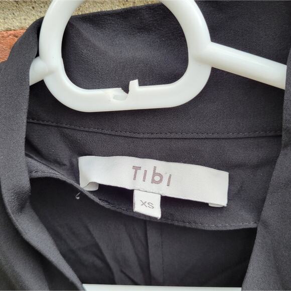 Tibi Arielle Tie Front Silk Shift Dress Black size XS - Picture 3 of 8